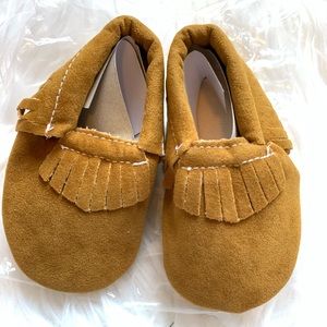 Brown moccasins for infant